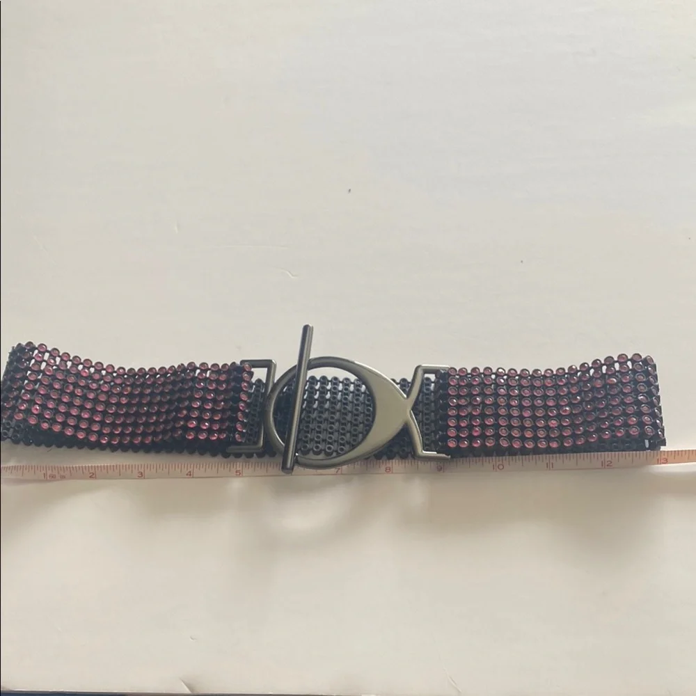 Stylish Black metal, pink Gem Belt